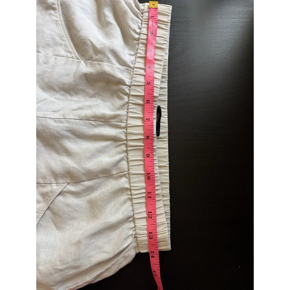 Quince EUC 100% Linen Tapered Ankle Pants Size Small Sand Pull On Lagenlook